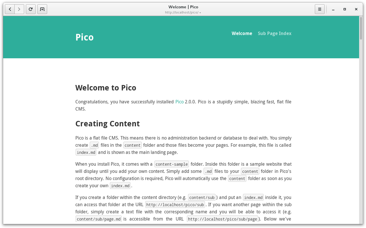 Screenshot of Pico 2.0