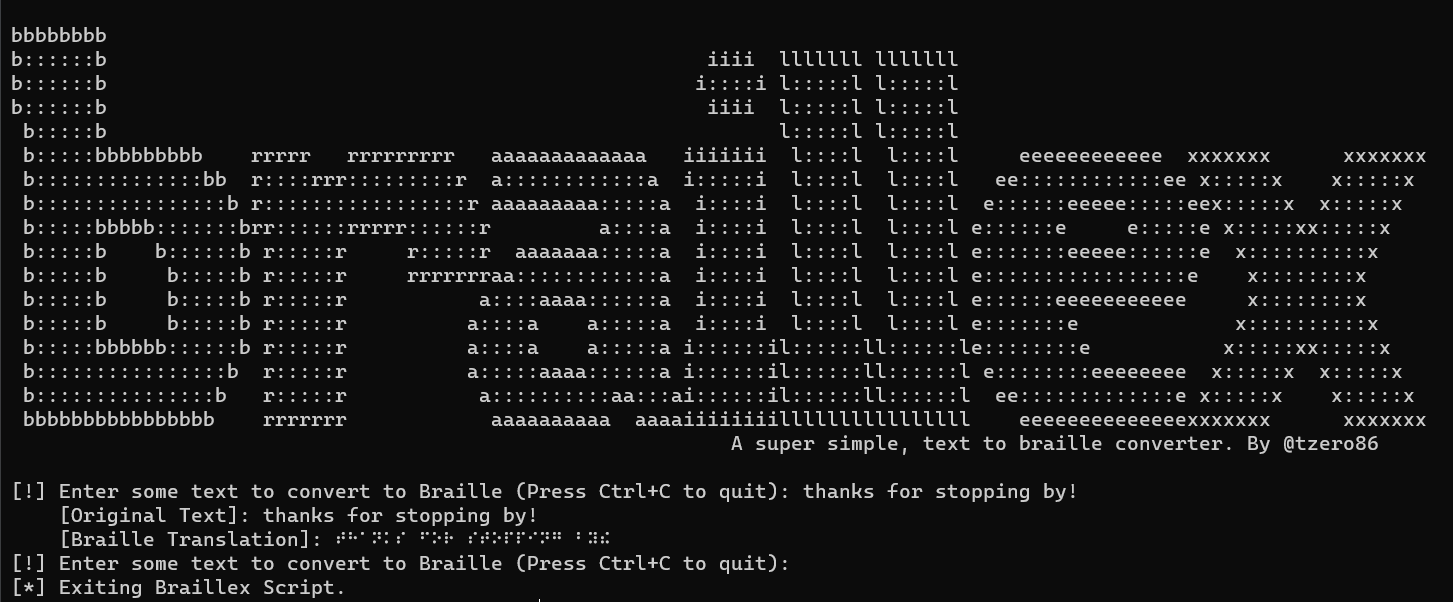 Braillex Ascii Logo