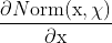 $${{\partial N{\rm{orm}}({\rm{x}},\chi )} \over {\partial {\rm{x}}}}$$