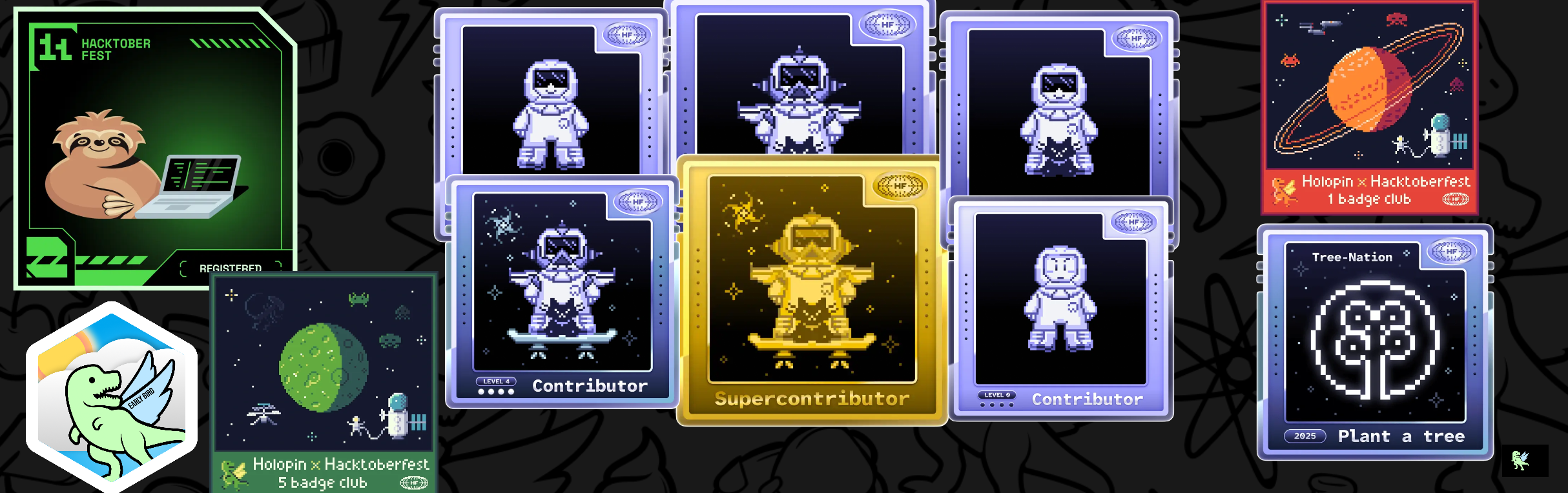 An image of @rohiv's Holopin badges, which is a link to view their full Holopin profile