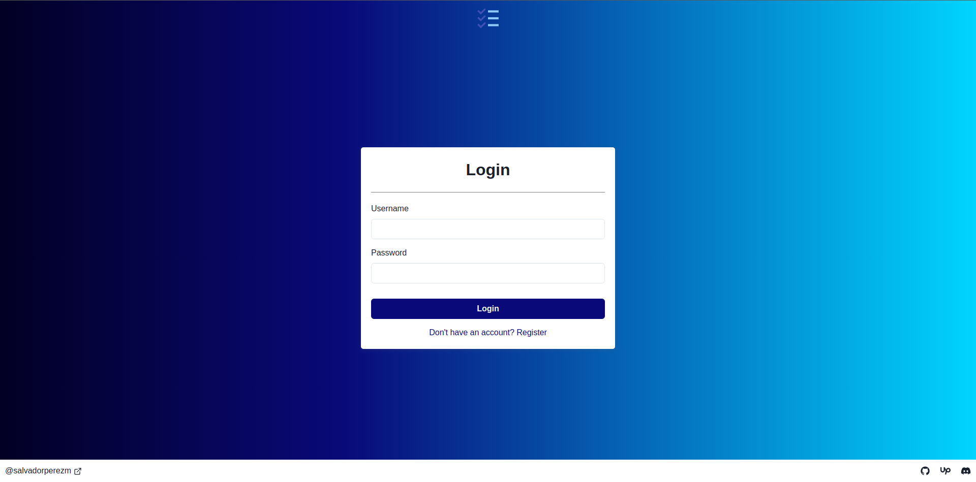 Login page