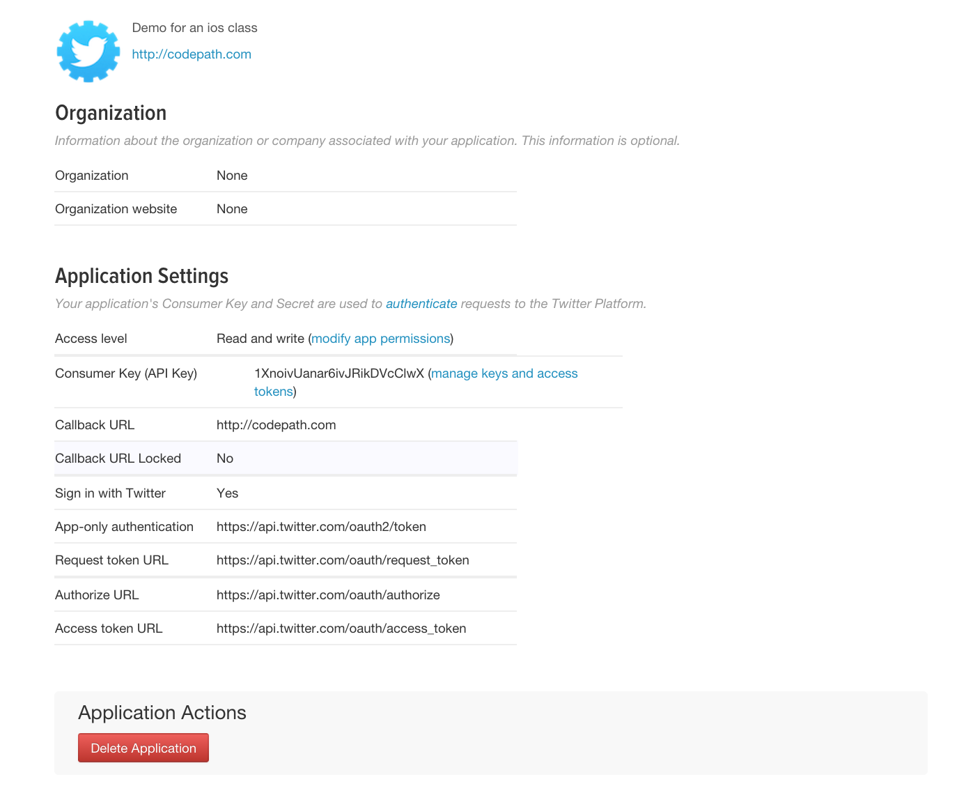 Twitter Oauth Demo