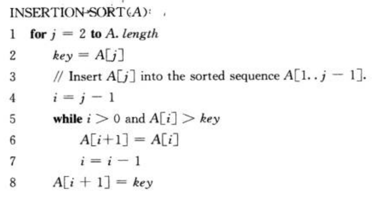 插入排序伪代码