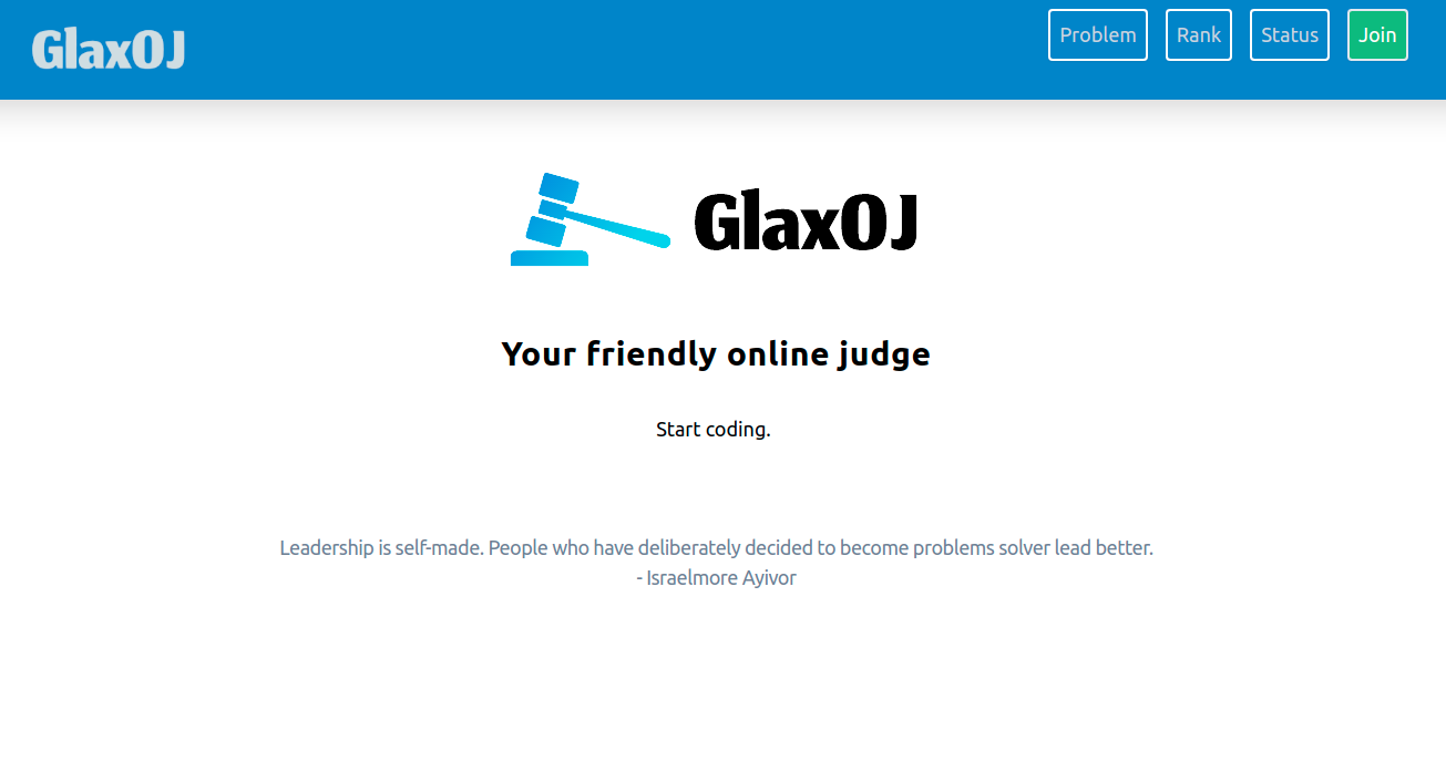 GlaxOJ Landing Page