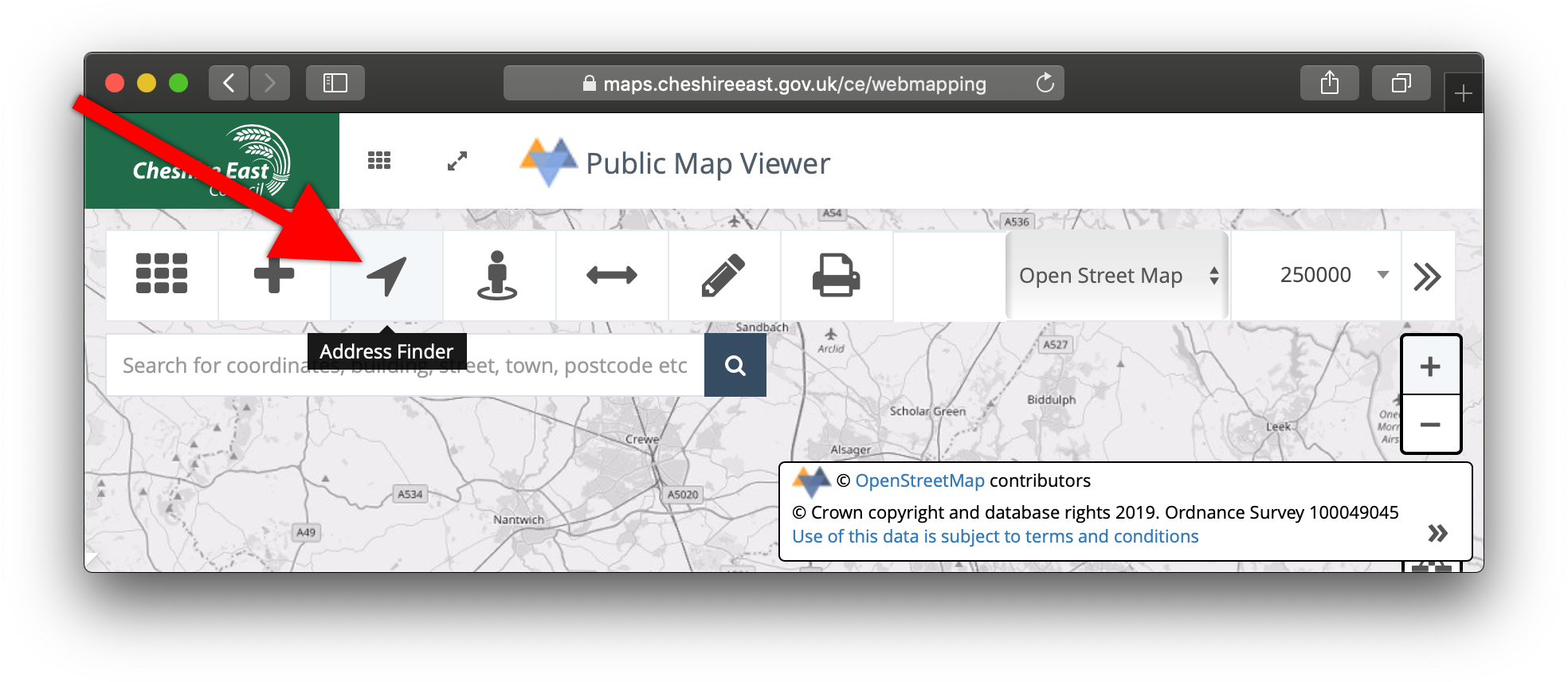 Cheshire East Public Map Viewer - Address Finder