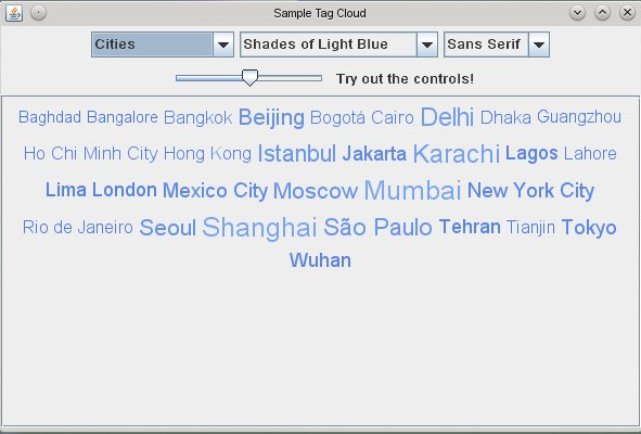 Screenshot of TagCloud demo code