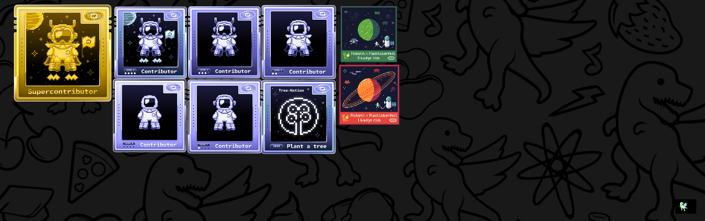 An image of @pratsx's Holopin badges, which is a link to view their full Holopin profile