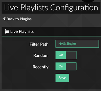 volumio2-plugin-live-playlists configuration
