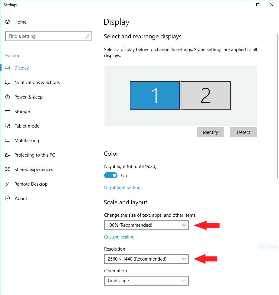 Windows zoom settings