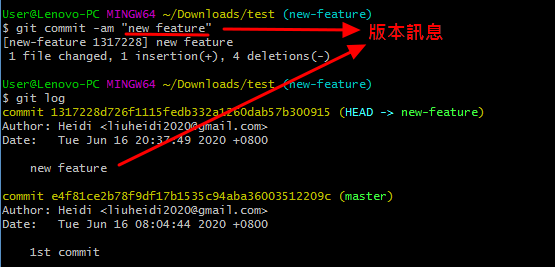 git commit 指令