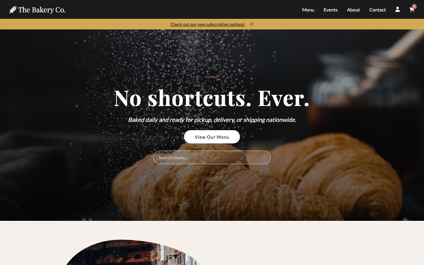 The Bakery Co. homepage