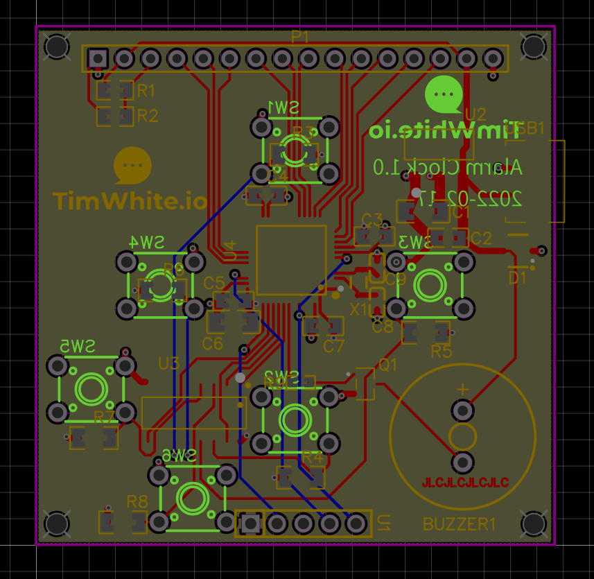 Tim White - Alarm Clock PCB Layout 2D