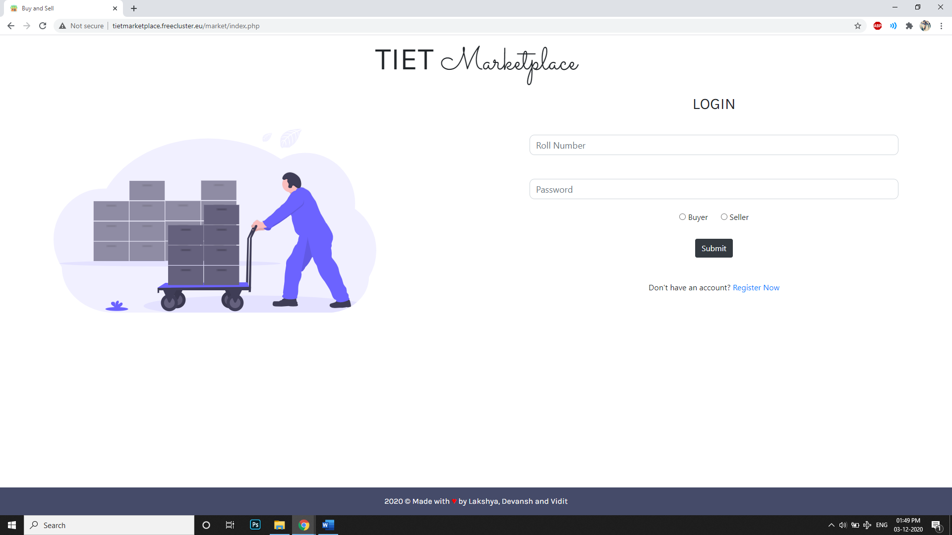 login page