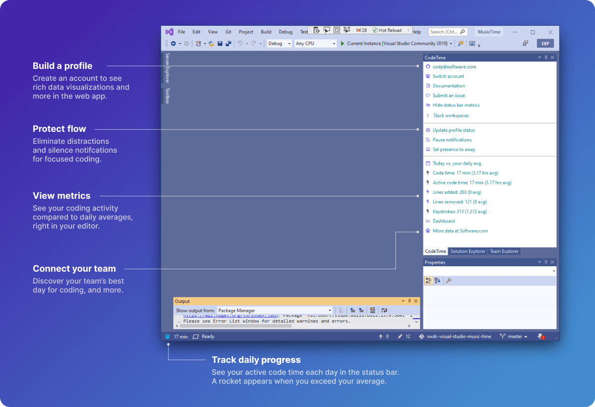 Code Time features for Visual Studio