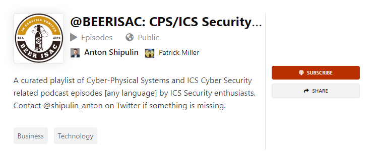 @BEERISAC: CPS/ICS Security Podcast Playlist