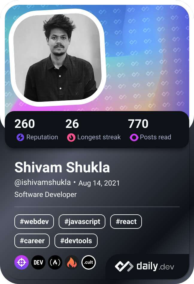 Shivam Shukla's Dev Card