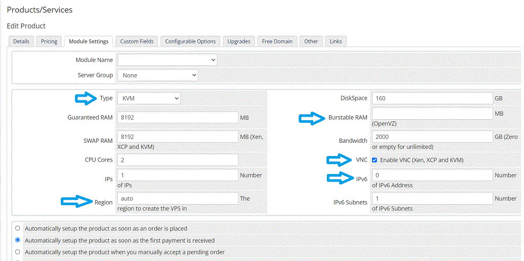 Configure Product Module Settings