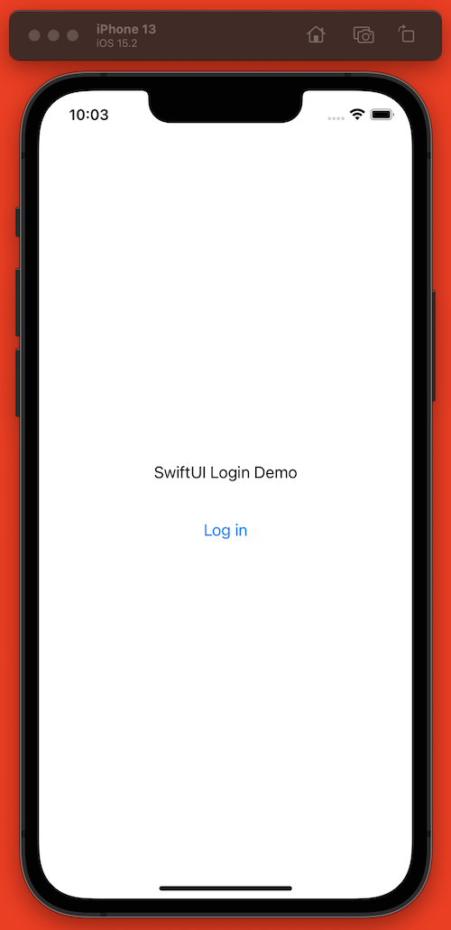 Demo app’s “Logged out” screen.