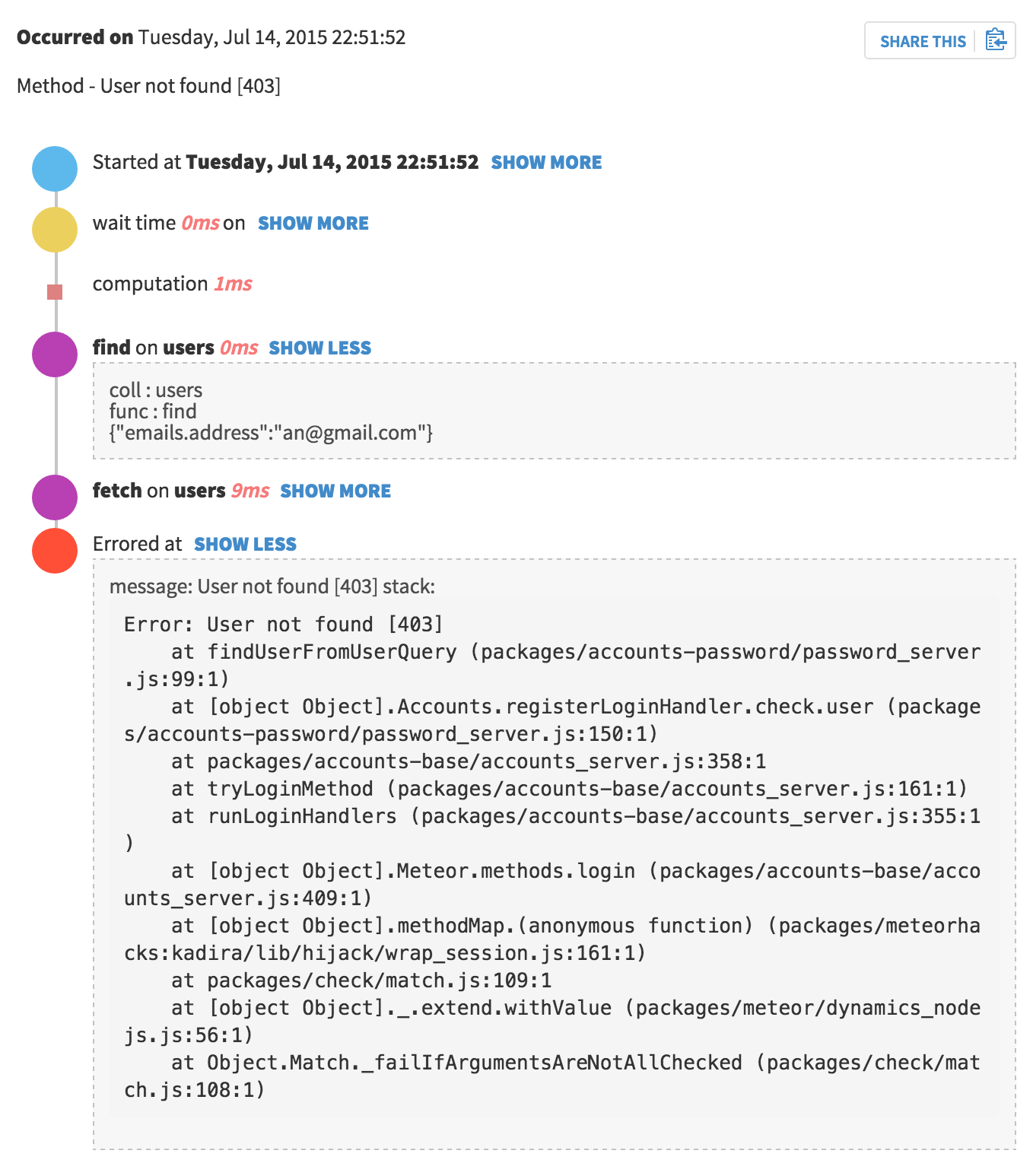 Kadira Error Trace