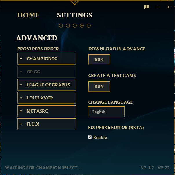 Manaflux settings (providers)