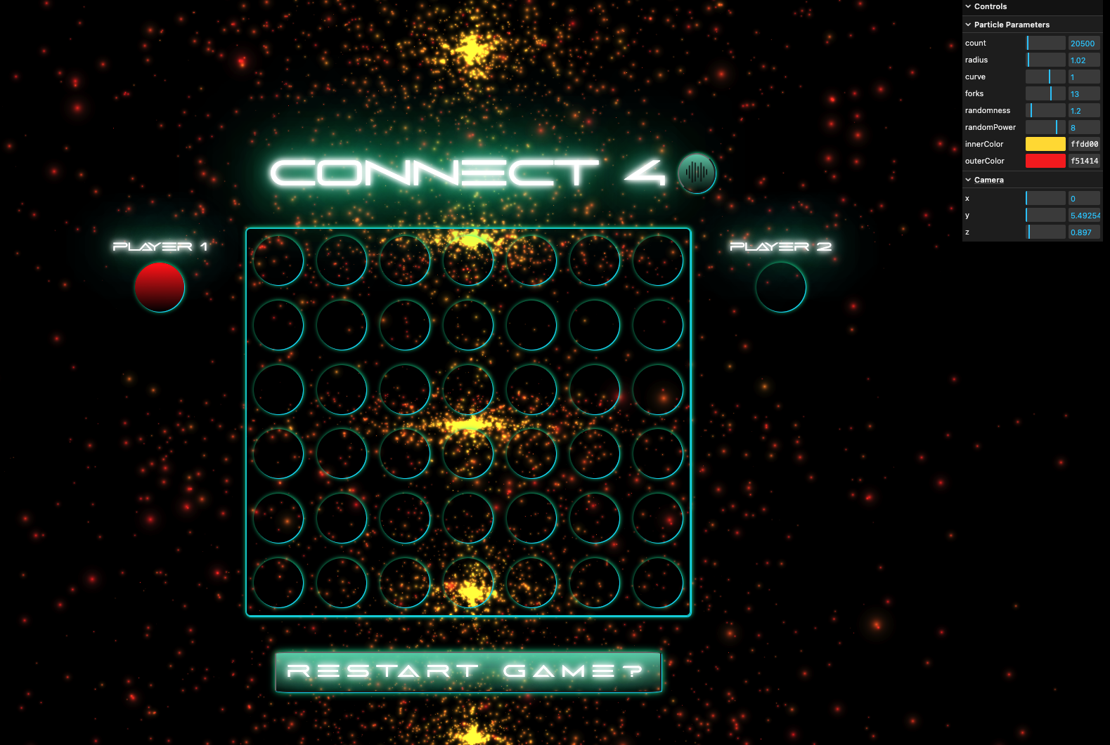 Screen shot of Connect 4 Game