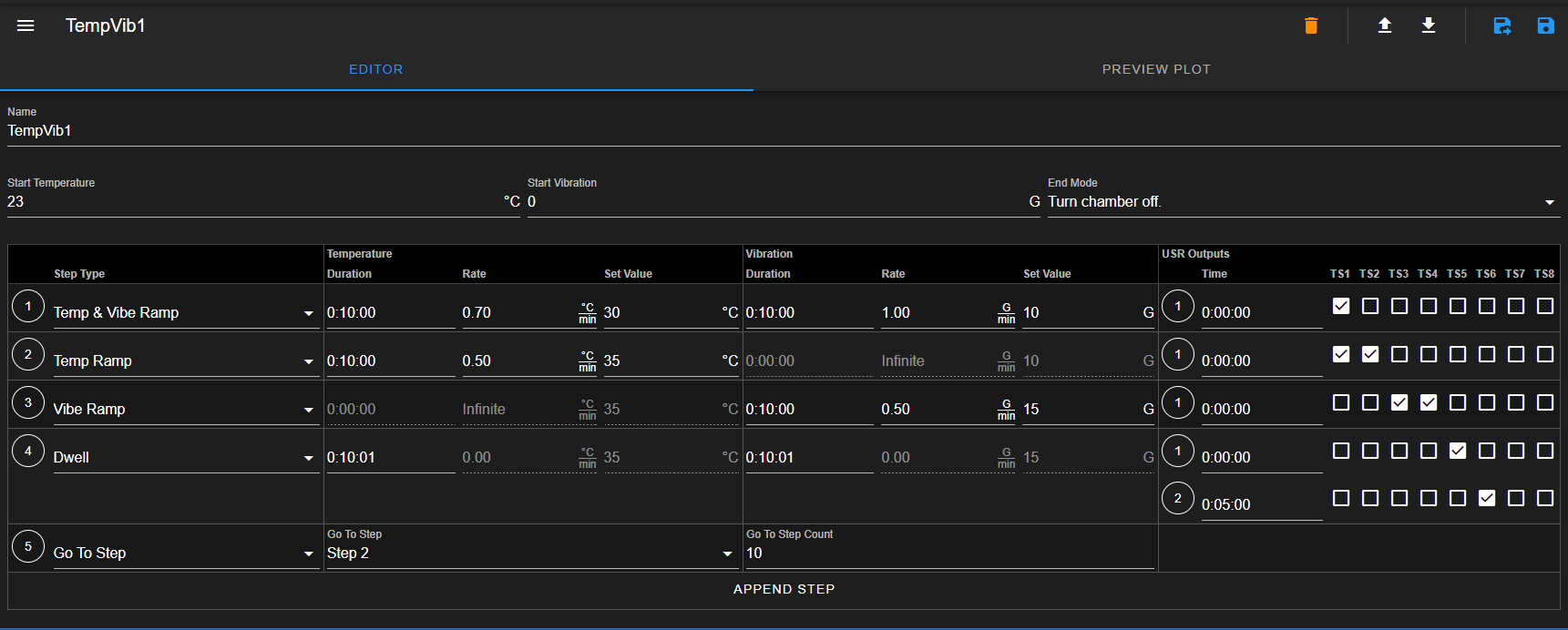 A sample program in the Program Editor