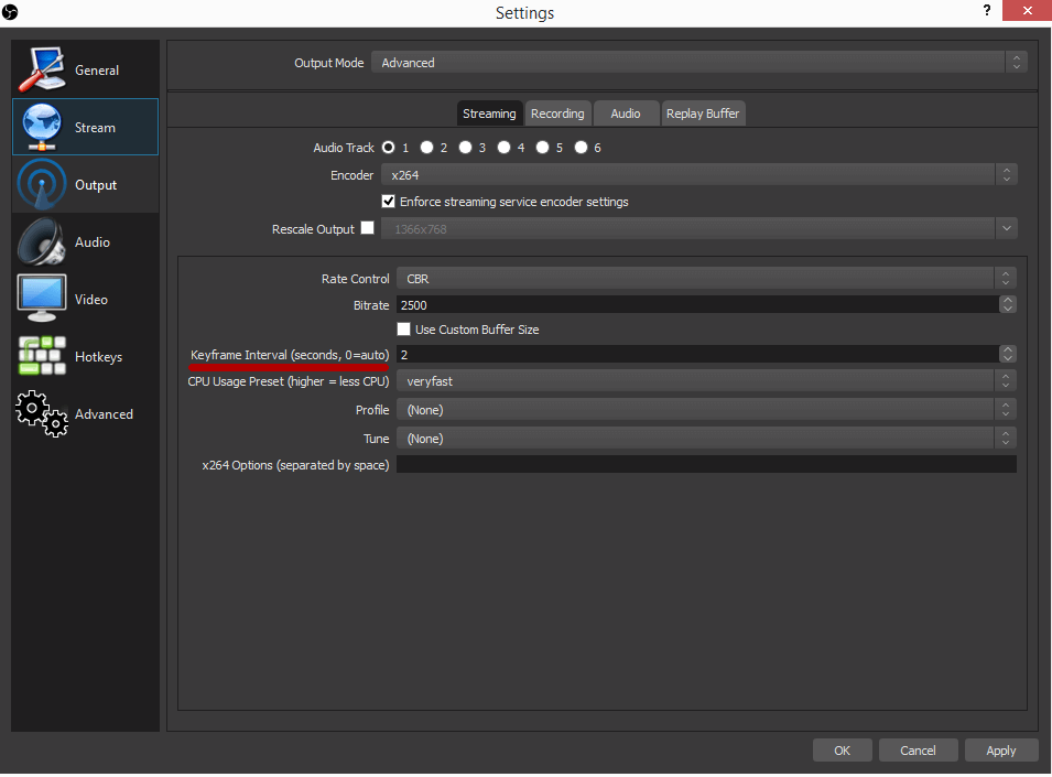 OBS (Open Broadcaster Software) Keyframe Setting