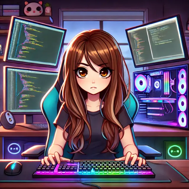 DALL-E-2024-10-08-13-54-32-An-illustration-of-a-girl-with-long-brown-hair-and-brown-eyes-in-a-gaming