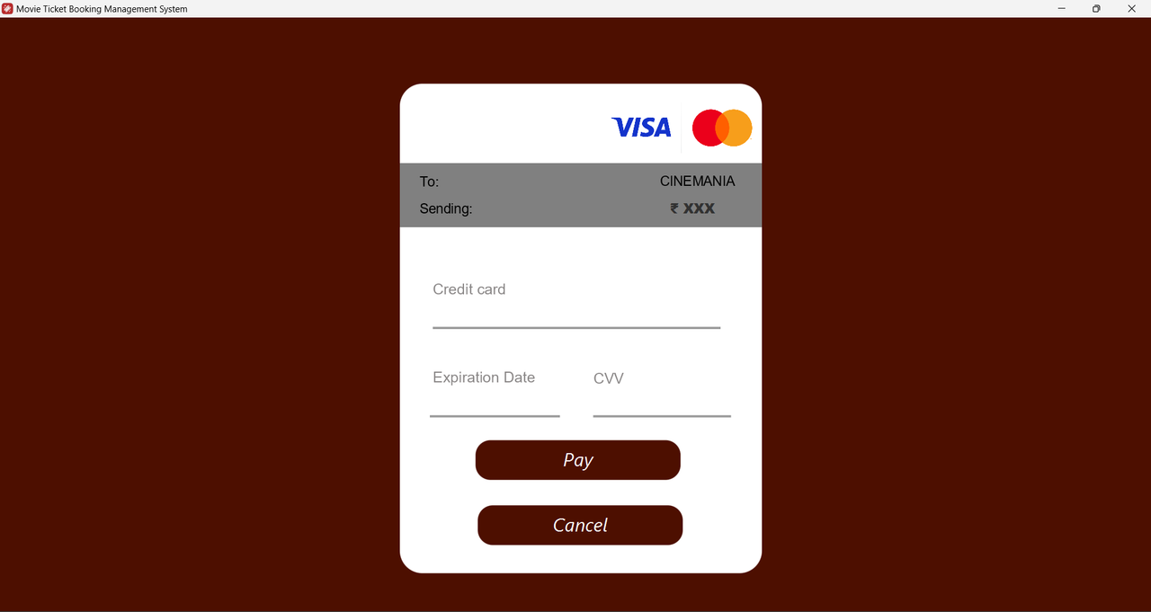 Payment - Credit/Debit Card Screen