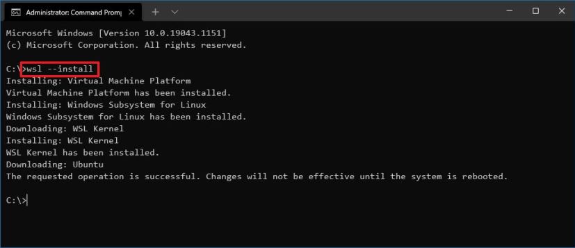 Single command install WSL