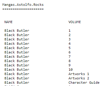 Plain text list