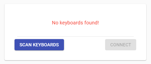 What the screen looks like when the app cant find any keyboards