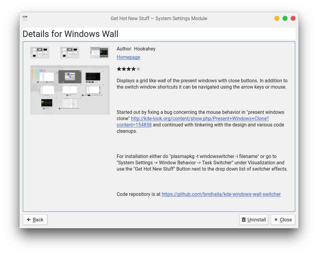 Plugin screenshot in KDE Task Switcher plugin viewer