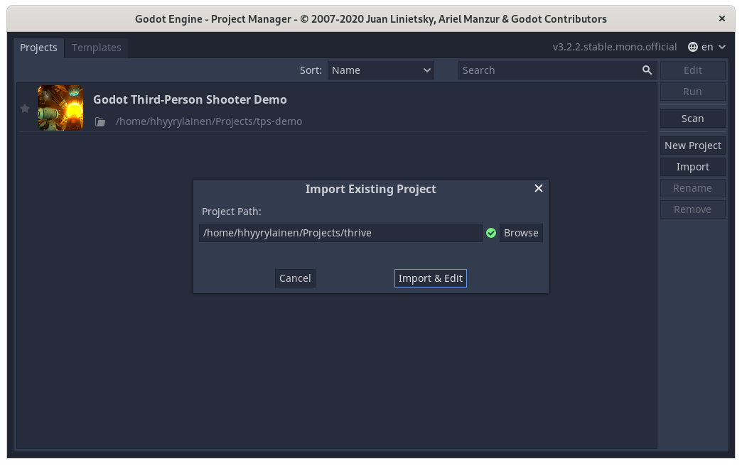 godot project import