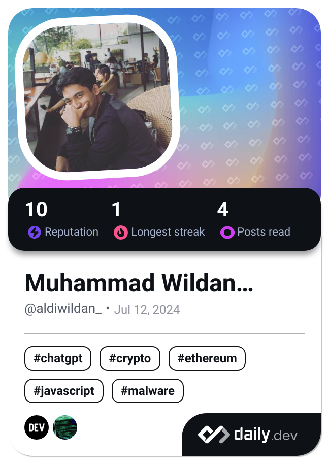 Muhammad Wildan Aldiansyah's Dev Card