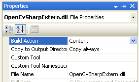 Copy always OpenCvSharpExtern.dll