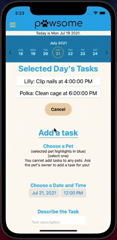 Calendar and Task Demo