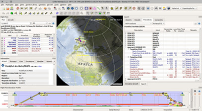 Little Navmap 2.2.2 spherical map projection and elevation profile with flight plan