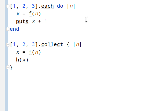 Split each, and collect with brace block