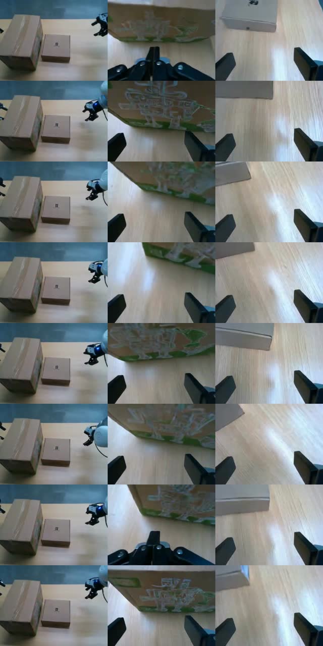 A2World world model rollout: flip small box