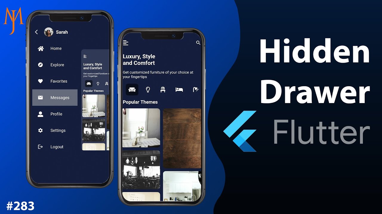 Flutter Tutorial - Hidden Drawer UI [2021] Navigation Drawer Animation  YouTube video