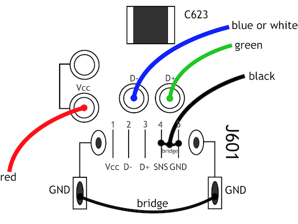 USB OTG cable soldering schematics