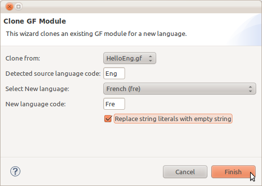 Clone GF module to new language wizard