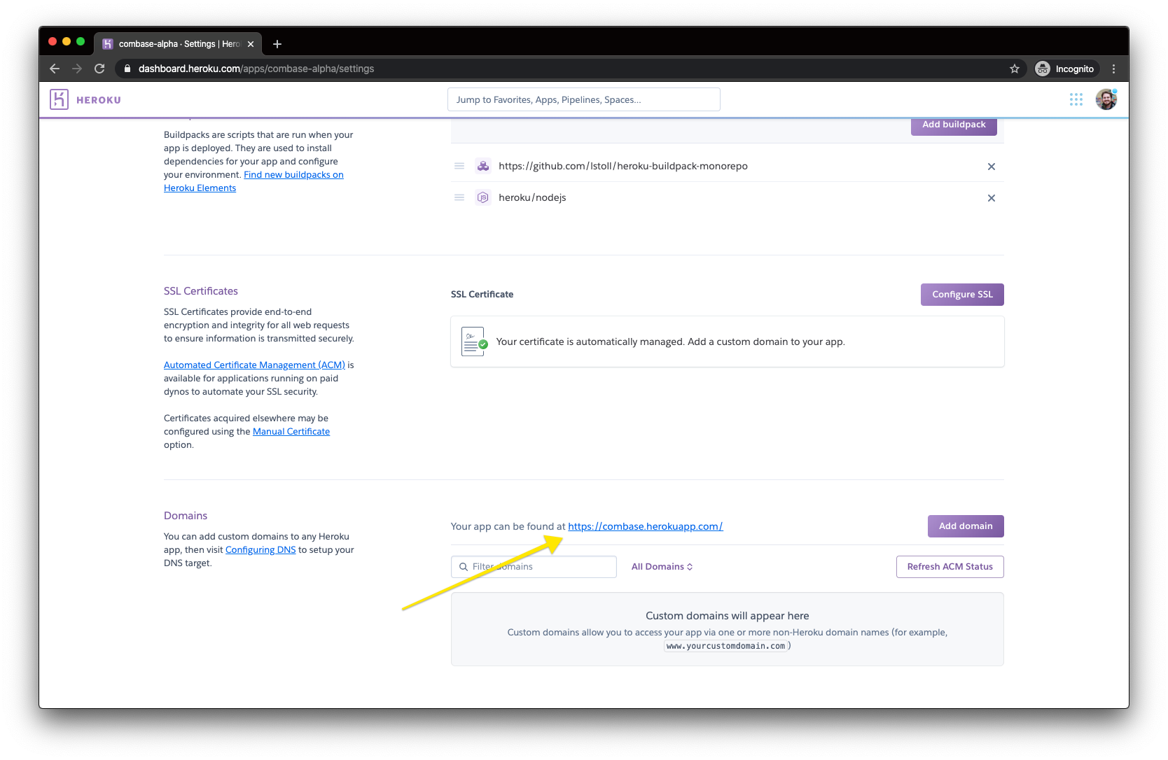 Heroku Settings