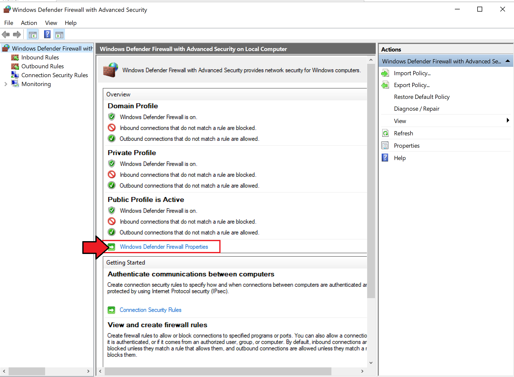 windows defender firewall