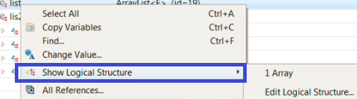 jdt debug edit logical structure context menu