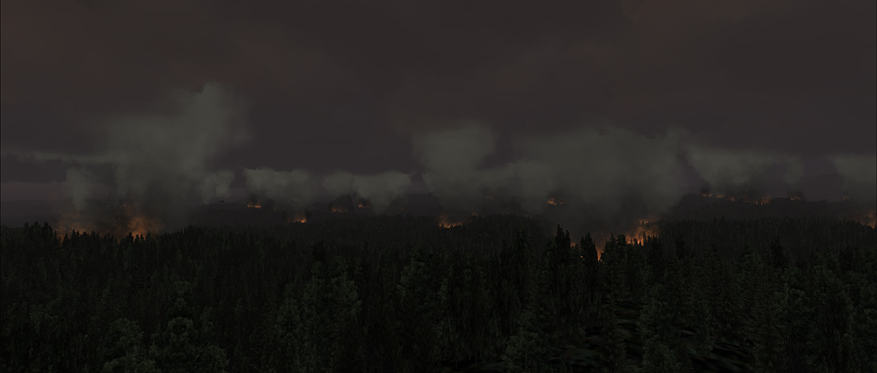 Screenshot of fires in the simulator