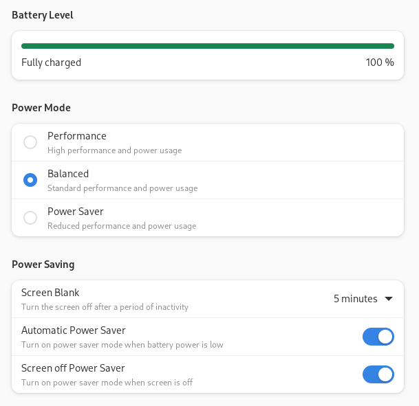 Power Settings