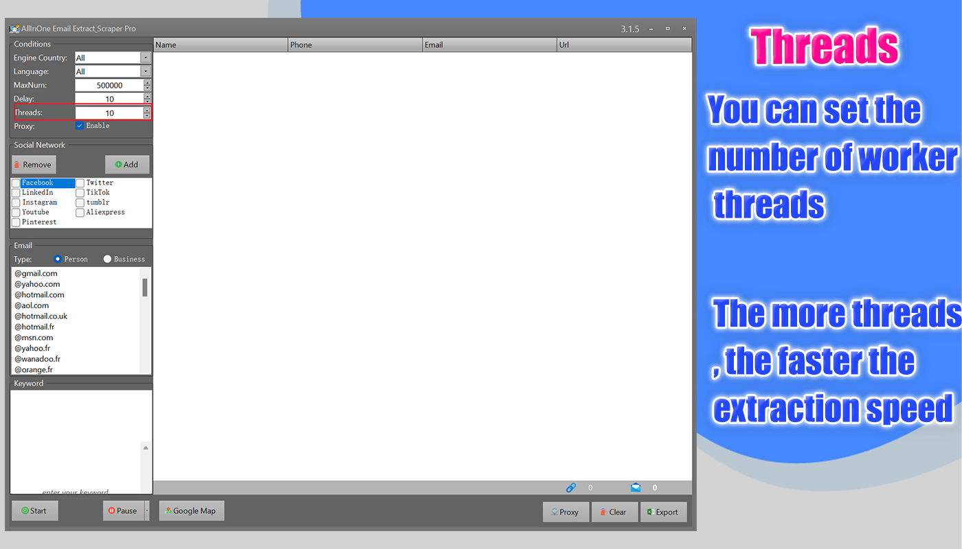 AllInOne Email Extract & Scraper Pro with Proxy-Email data mining,Outlook email extractor,Gmail email extractor,Email extractor pro,Extract emails from Google,Email scraping tool online