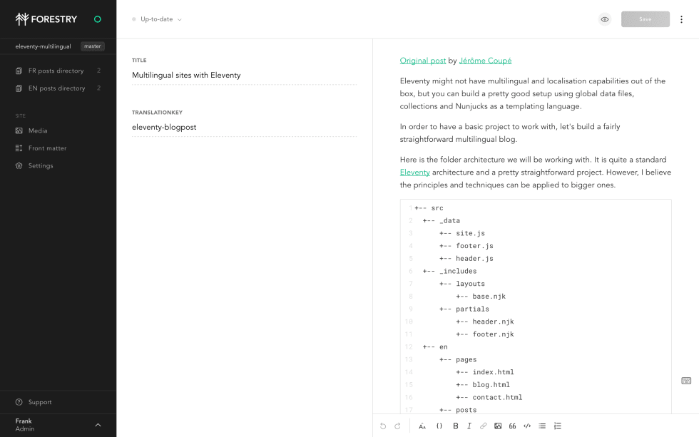 Forestry CMS User Interface